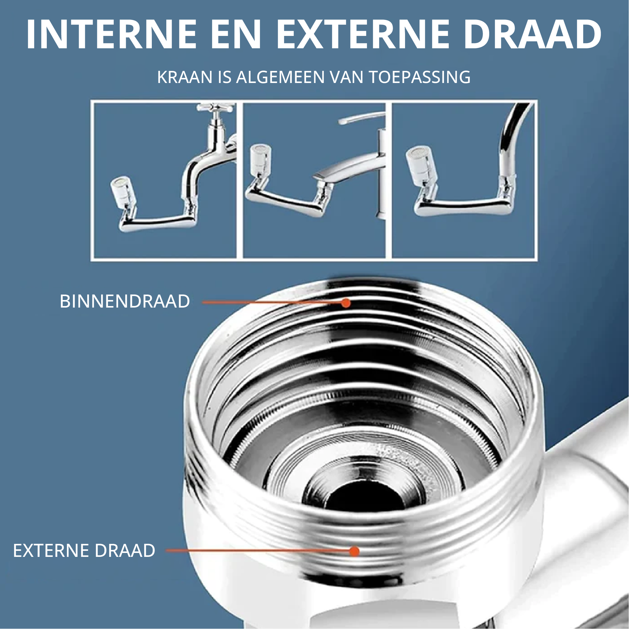 HydroJet kraanverlenger - 1080° Multifunctionele kraanverlenger